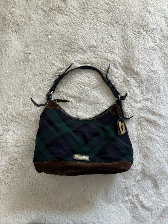 Dooney & Bourke Handbags - VTG Dooney & Bourke Wool Green and Blue Tartan Plaid Hobo Shoulder Bag